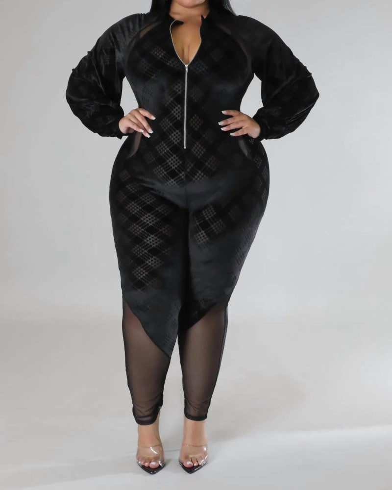 Black burn out mesh jumpsuit new arrivals